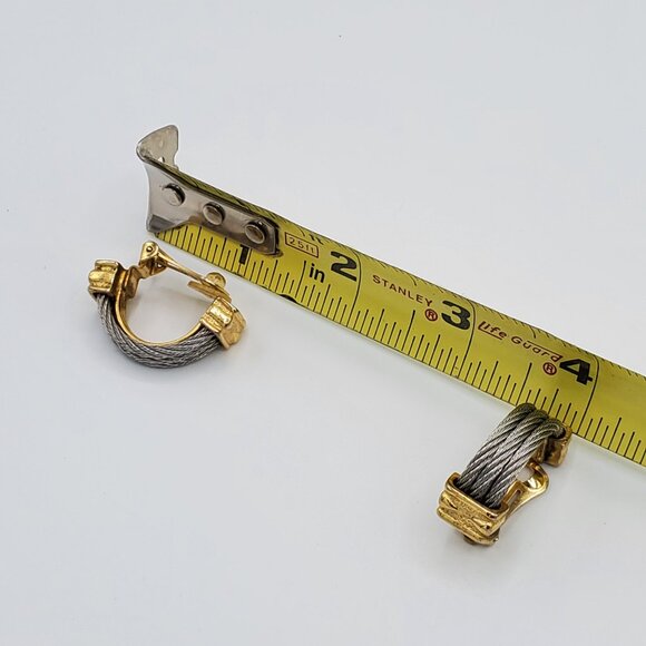 Steel Cable Hoop Clip-On Earrings AND Twisted Cable Pendant Necklace - Picture 4 of 10